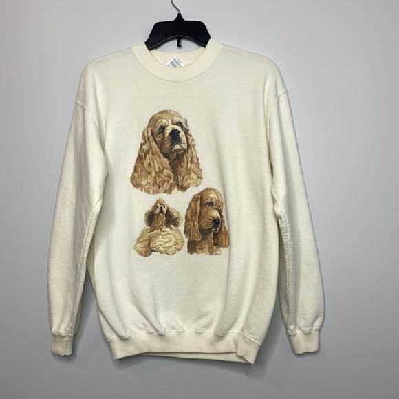 Gildan Tops - Vintage Gildan Sweatshirt‎ White Three Puppies Size M
